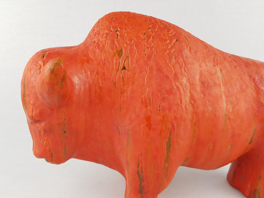 XL Vintage RUSCHA KERAMIK Bull with Vulkano decor West German Pottery 1960s by Kurt Tschörner