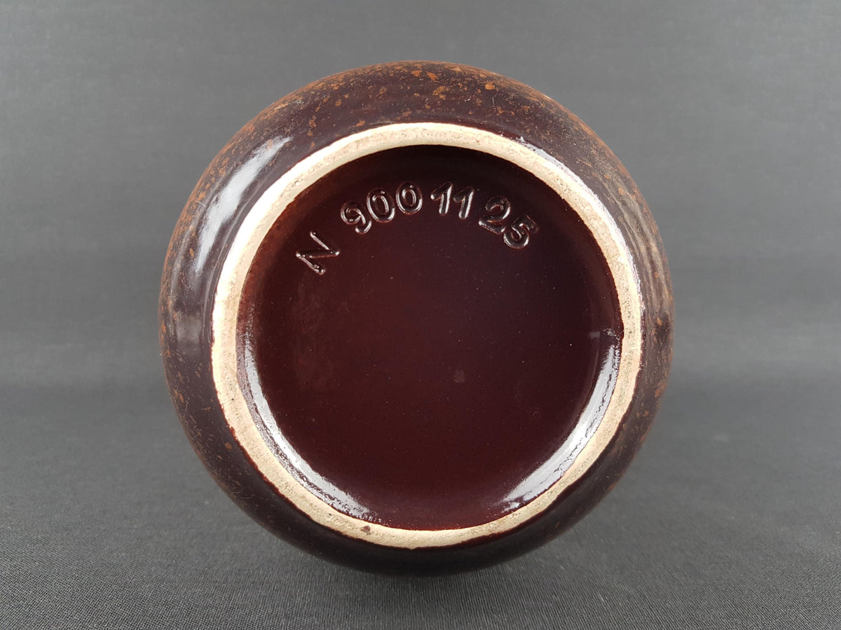 Vintage JASBA KERAMIK White and Brown Vase With Crater Glaze N900 11 25 West German Pottery 1970s