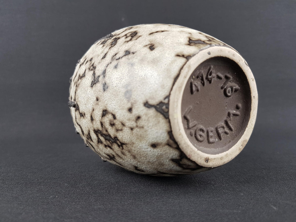 Vintage SCHEURICH KERAMIK Beige and Brown Fat Lava Vase 414-16 West German Pottery 1960s