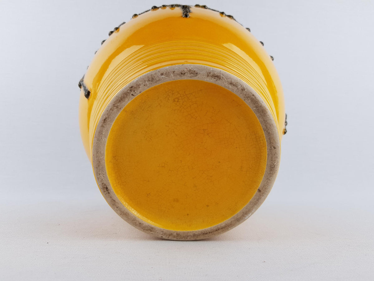 Vintage FOHR KERAMIK Yellow and Brown Fat Lava Planter / Flower Pot "Goldfinger" Decor West German Pottery 1968