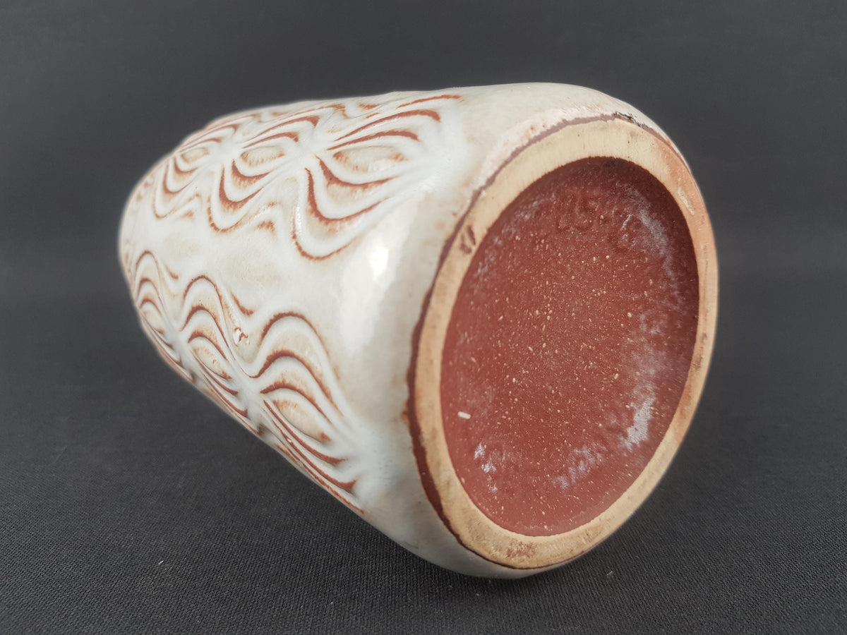 Vintage SCHEURICH Beige Vase with Onion or Amsterdam Decor 285-18 West German Pottery 1970s