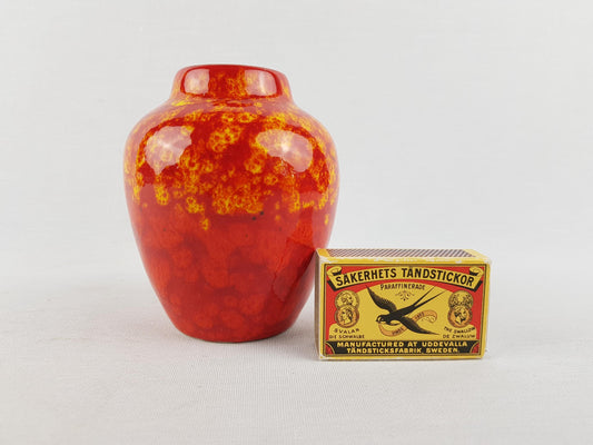Vintage SCHEURICH KERAMIK Red Orange and Yellow Fat Lava Vase 550 10 West German Pottery 1970s