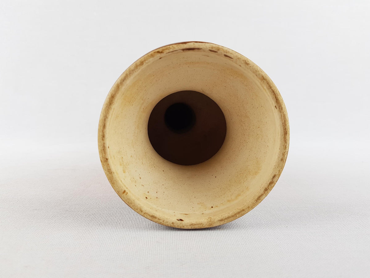 Vintage JASBA KERAMIK Orange And Brown Hooped Candle Holder West German Pottery 1960s 1970s