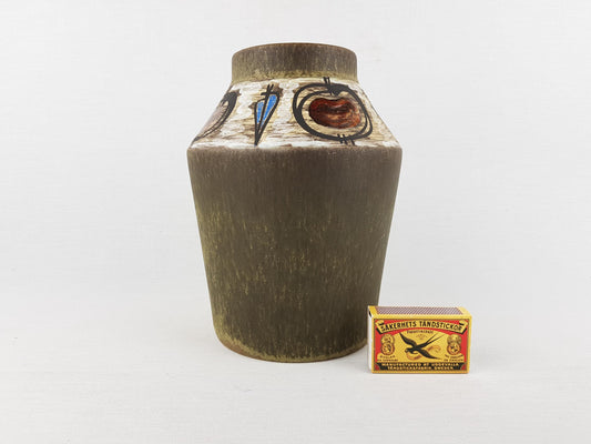 Vintage CERAMANO Vase, ''Manzana'' decor West German Pottery 1960s