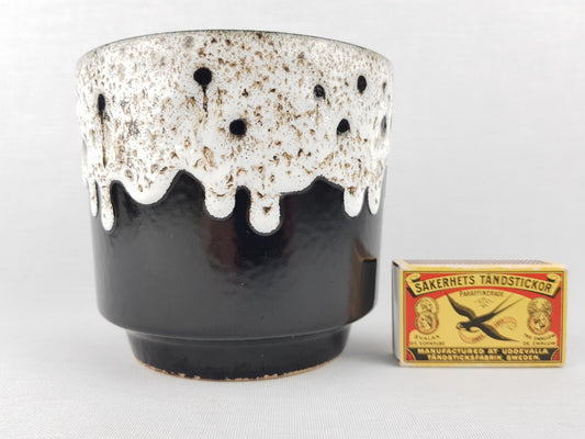 Vintage ES KERAMIK (Emons und Sohne) Black and White Fat Lava Planter Flower Pot West German Pottery 1970s