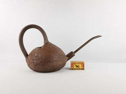 Vintage GERHARD BAUER Studio Pottery Brown Watering Can West Germany 1970s