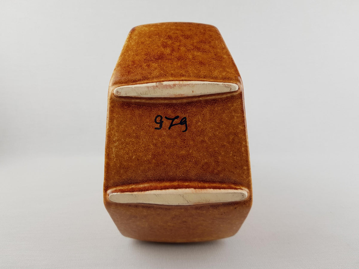 Vintage BERTONCELLO Stylish Vase with 'Screziato Tabacco' glaze 979 Italian Pottery 1970s