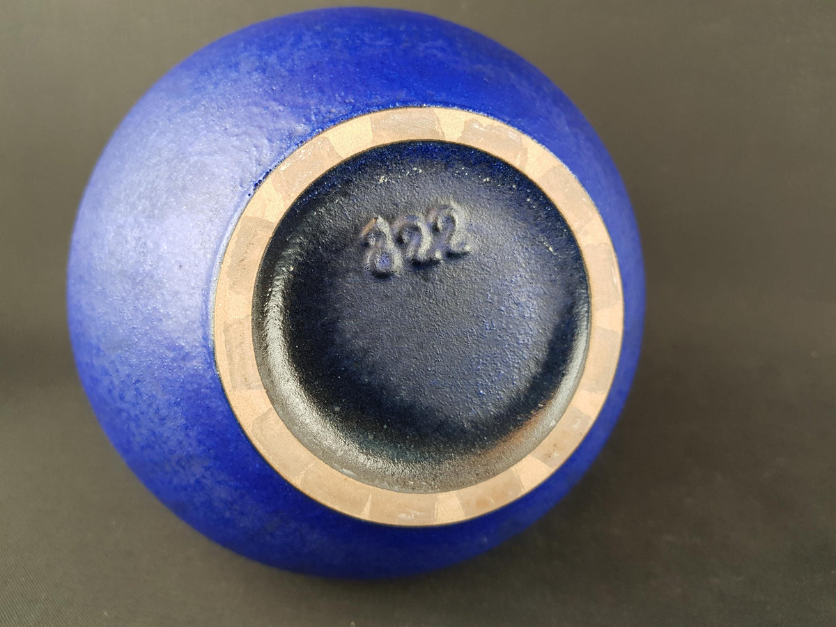 Vintage RUSCHA KERAMIK Matte Blue Vase 822 West German Pottery 1960s