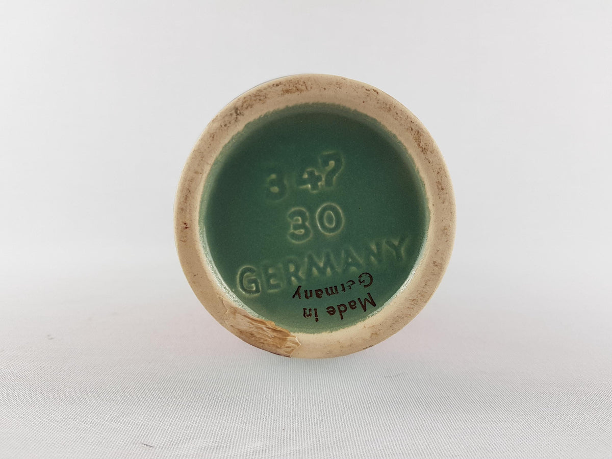 Vintage DÜMLER & BREIDEN KERAMIK Green and Red Vase 347-30 West German Pottery 1970s