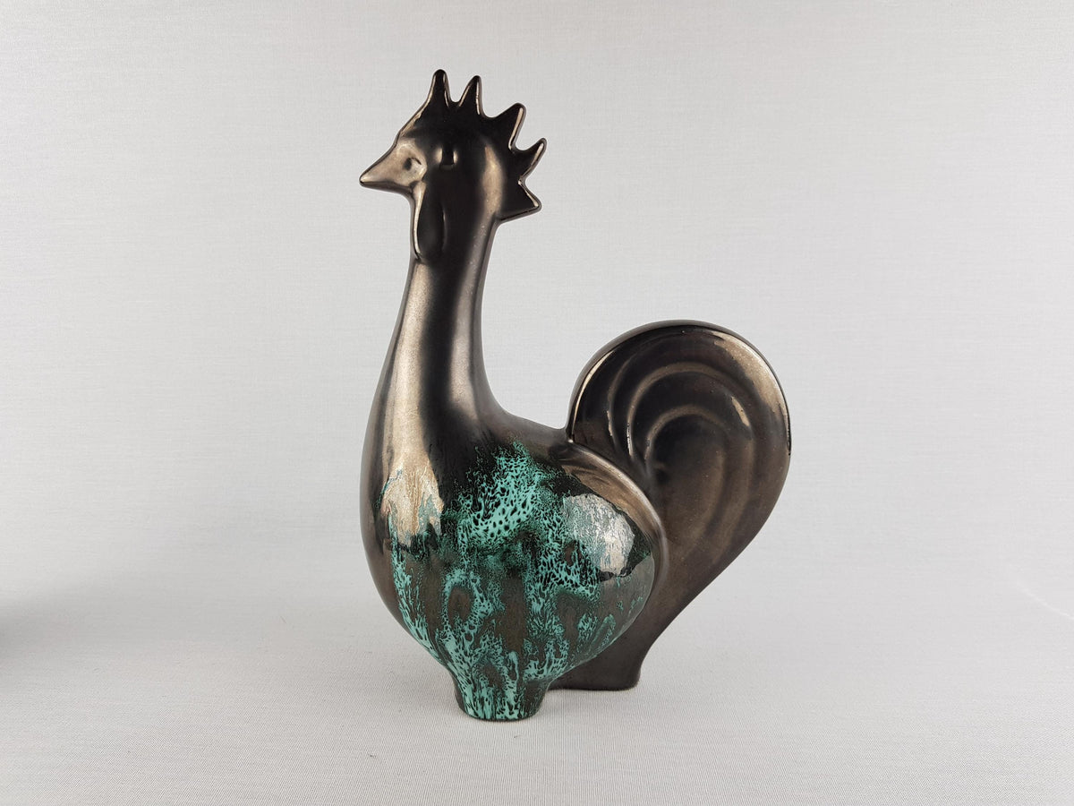 Vintage OTTO KERAMIK Pair of Roosters - West German Pottery 1980's