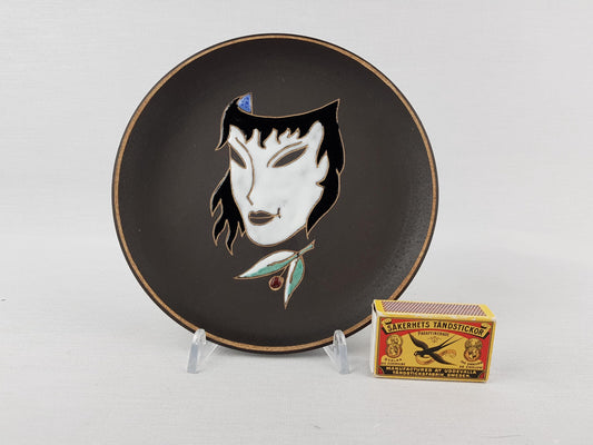 Vintage RUSCHA KERAMIK Wall Plate with Mask Decor West German Pottery 1960s