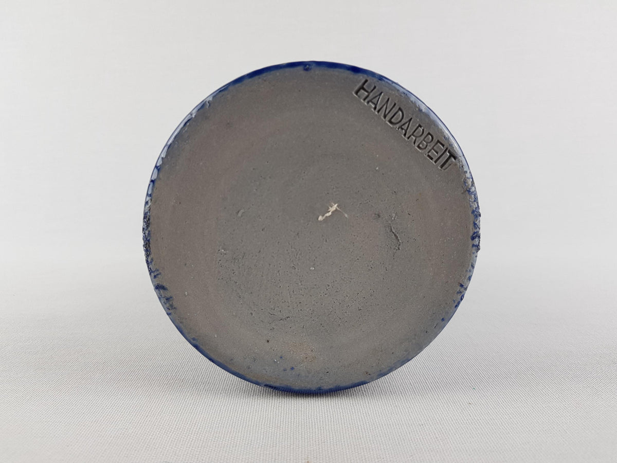 Vintage BLUE CILINDER VASE – Sgraffito Fish Decor 1960-70's