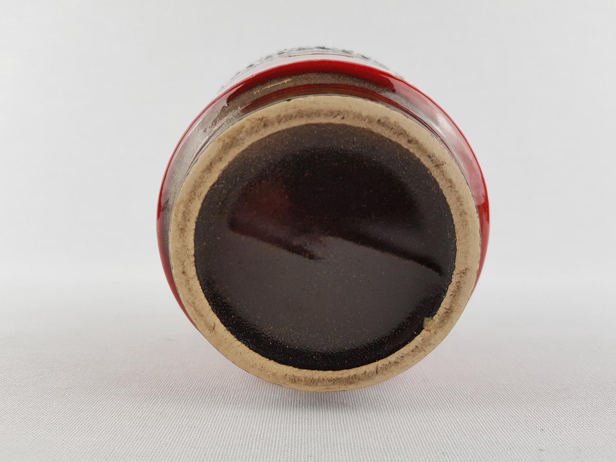 Vintage JOPEKO KERAMIK Red and Black Fat Lava Planter West German Pottery 1970s