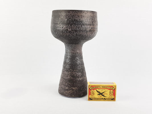 Vintage MOBACH Black and Purple Goblet Vase from Dutch Studio Pottery 1970s