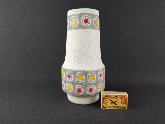 Vintage JASBA KERAMIK Beige Vase with Circle Decor 1960-70 West German Pottery