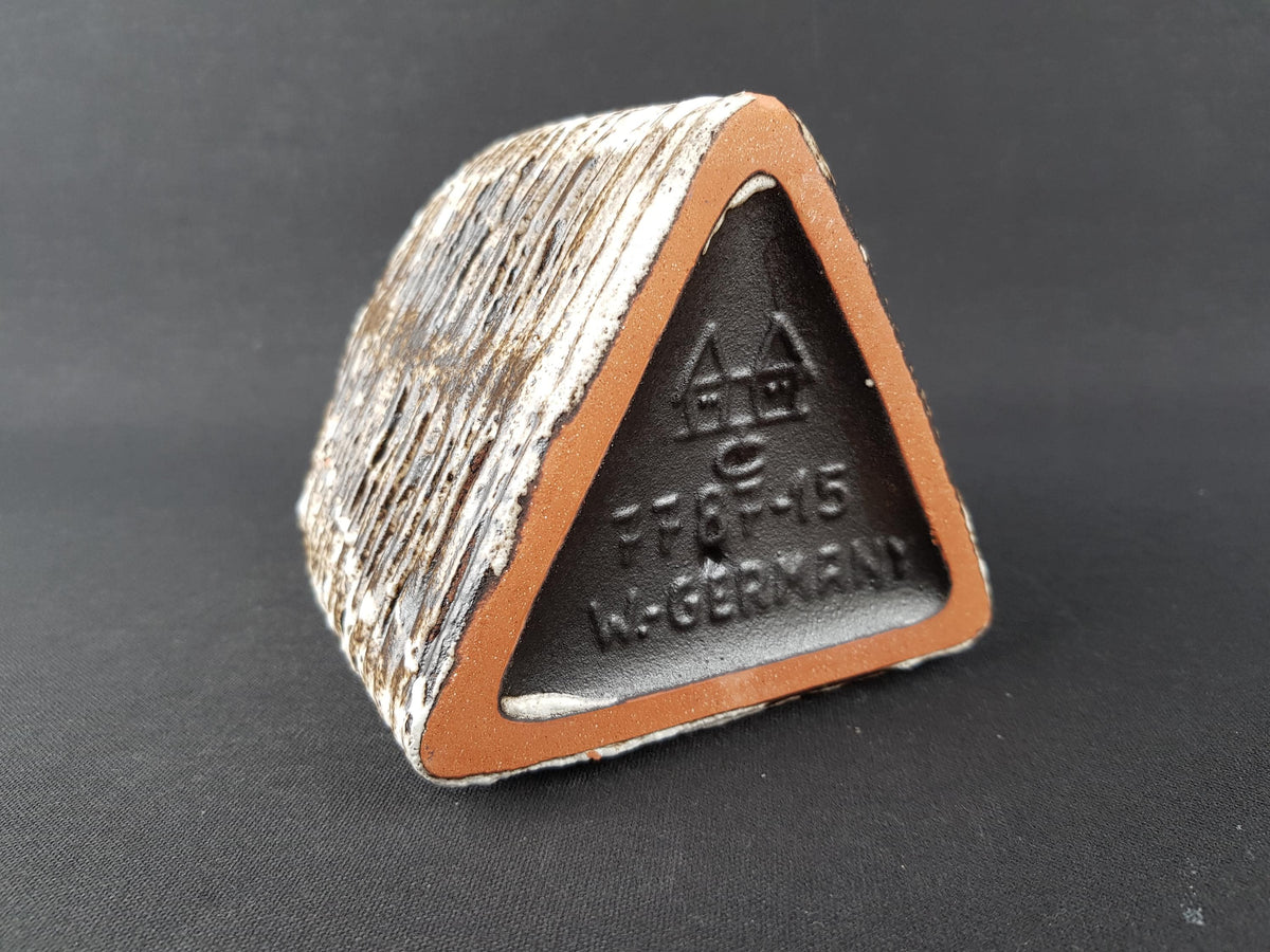Vintage CARSTENS TONNIESHOF KERAMIK Brown Triangular Fat Lava Vase 7787 15 West German Pottery 1970s