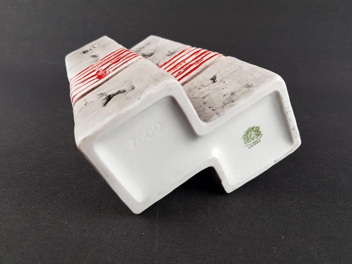 Vintage GEROLD PORZELLAN White Porcelain Vase With Red Lines 7600 West Germany 1970s