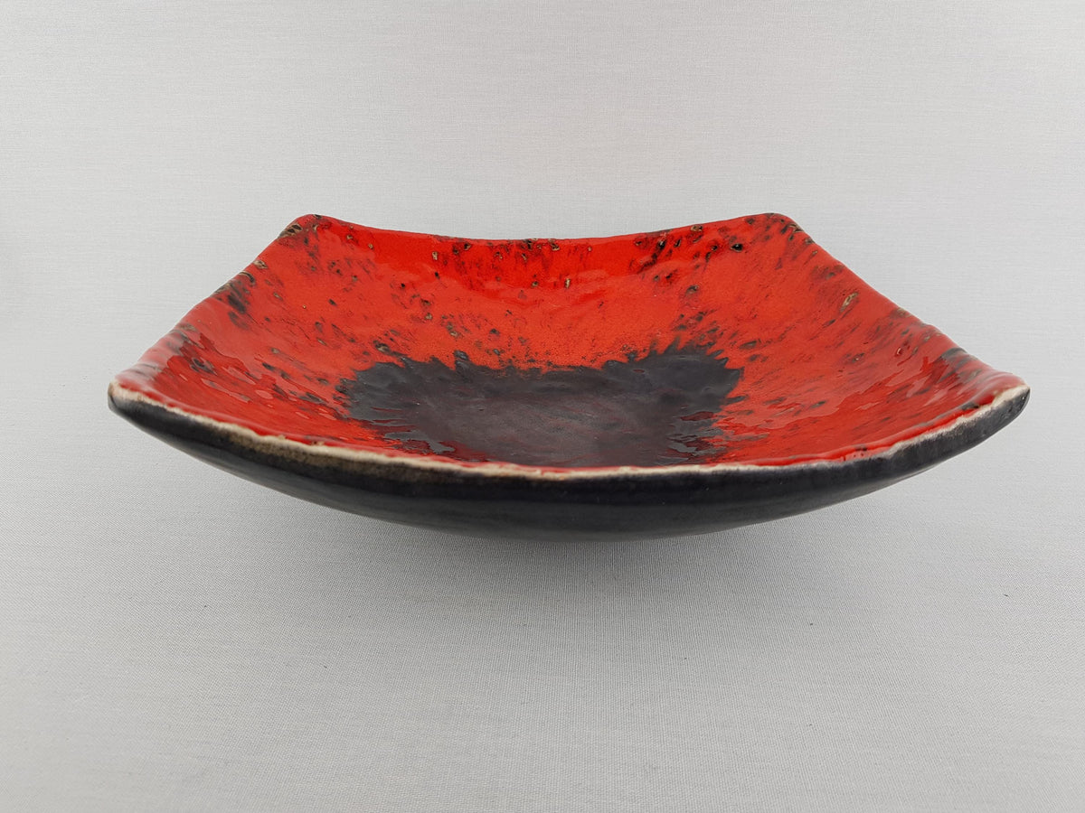 Vintage CARSTENS KERAMIK Black and Red Bowl West German Pottery 1960s 1970s
