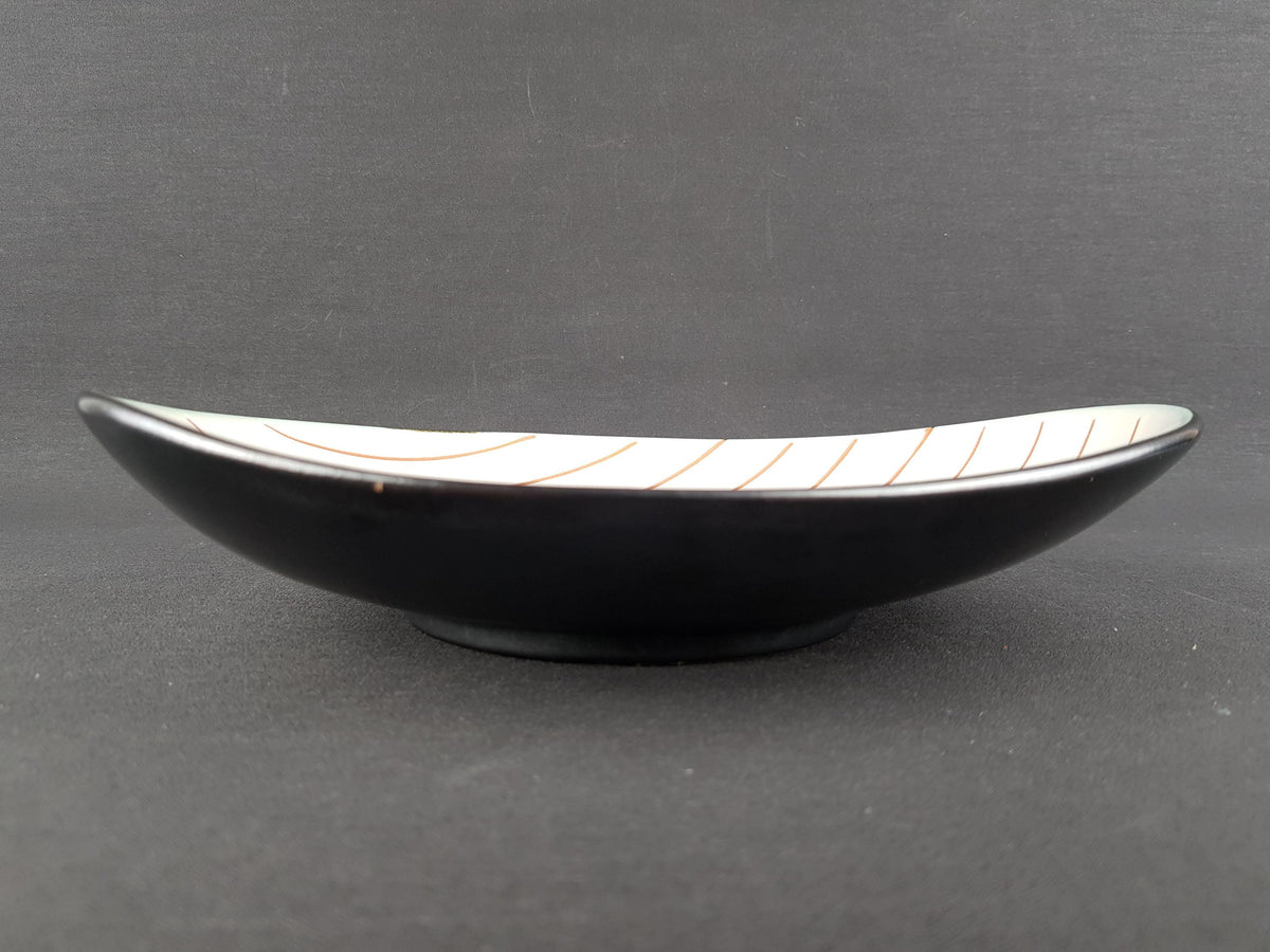 Vintage VAN DAALEN KERAMIK Beige Bowl/ Plate with Brown Lines West German Pottery 1950s