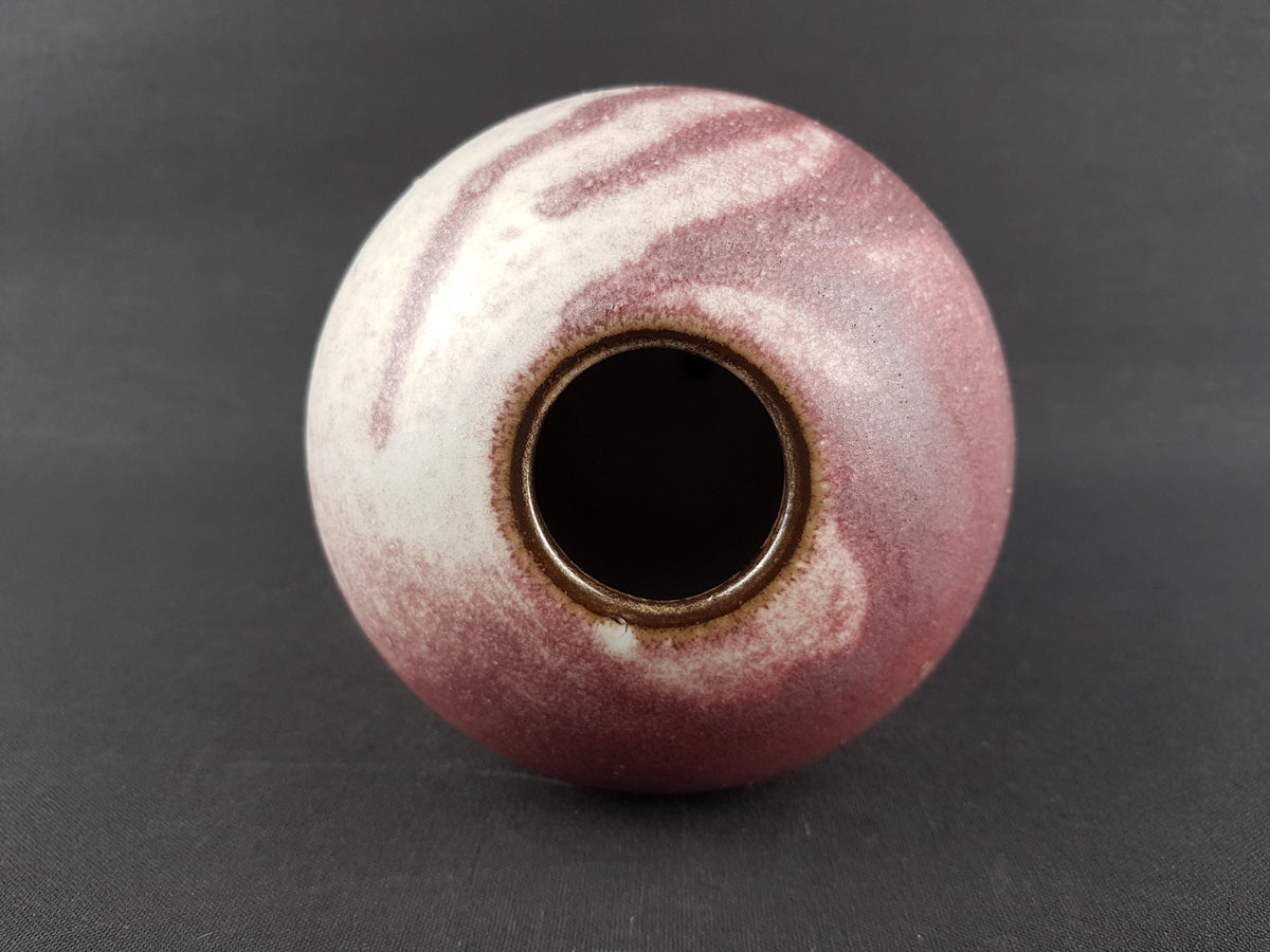 Vintage PETER GUGGENBÜHLER Die Werkstatt, Altenkunstadt Beige Burgundy Vase West German Pottery 1970-80s