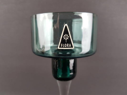 Vintage FLORA Glass Vase Candle Holder Scandinavian Art Glass Sweden 1960s 1970s
