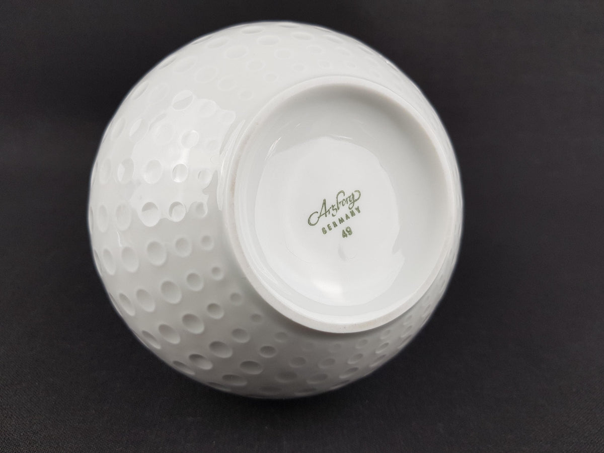 Vintage ARZBERG Porcelain Glossy White Ball Vase Model 49 Bavaria Germany 1970s