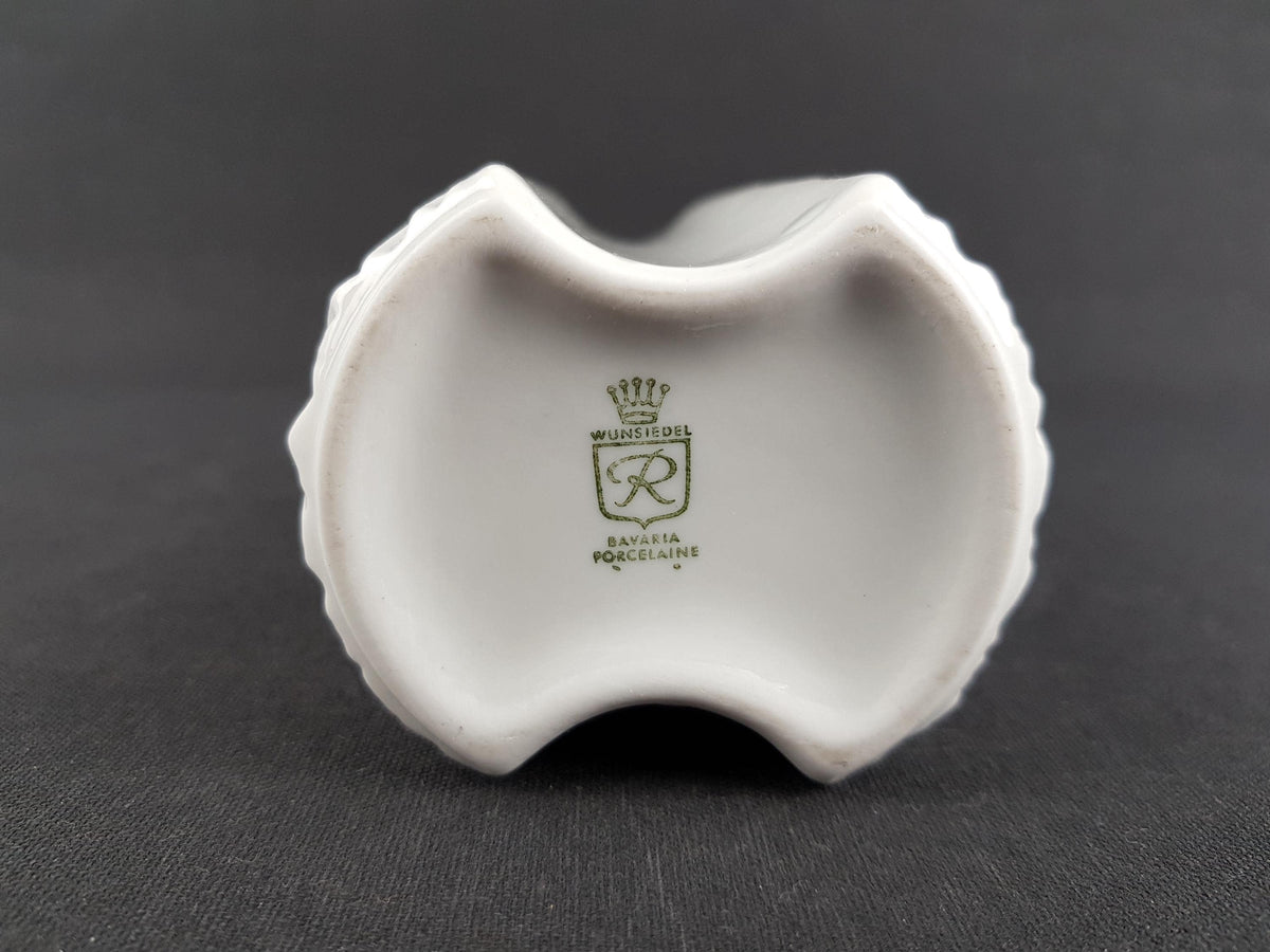Vintage WUNSIEDEL Porcelain Glossy Op Art Vase With Line Decor 1970s