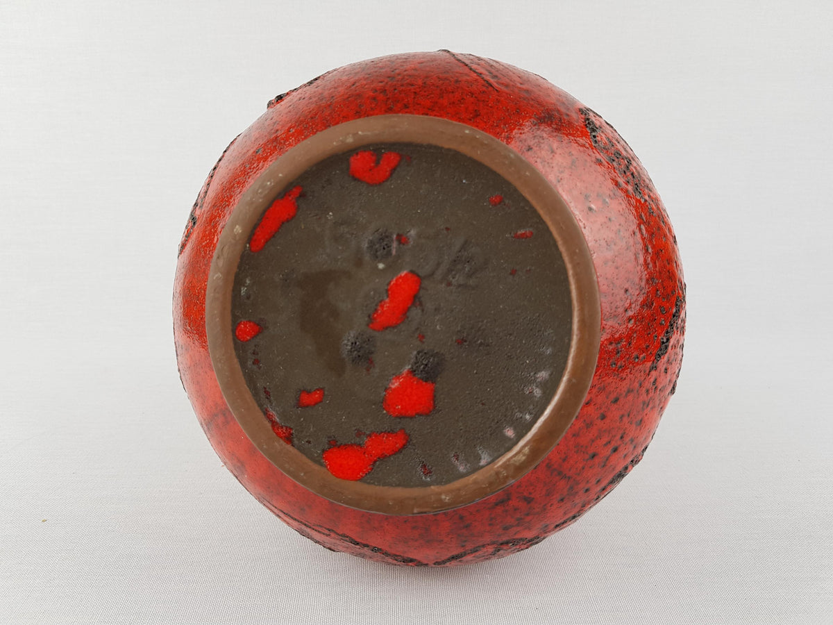 Vintage GRAFLICH ORTENBURG Red Fat Lava Handled Vase 605/2 West German Pottery 1970s