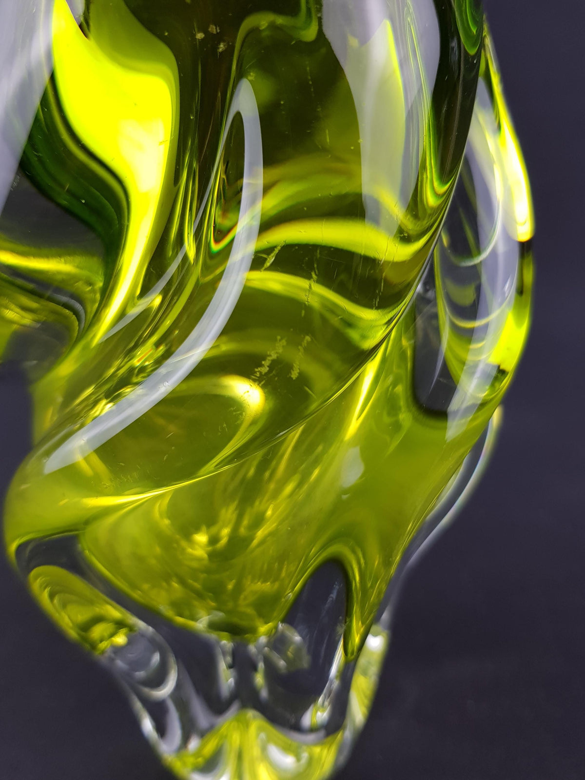 Vintage Rare JOSEF HOSPODKA Neon Yellow Vase Novy Bor Borocrystal Bohemian Czech Glass 1960s Czechoslovakia