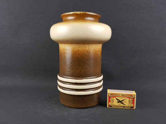 Vintage VEB HALDENSLEBEN Brown and Beige Vase 2920A East German Pottery 1960s