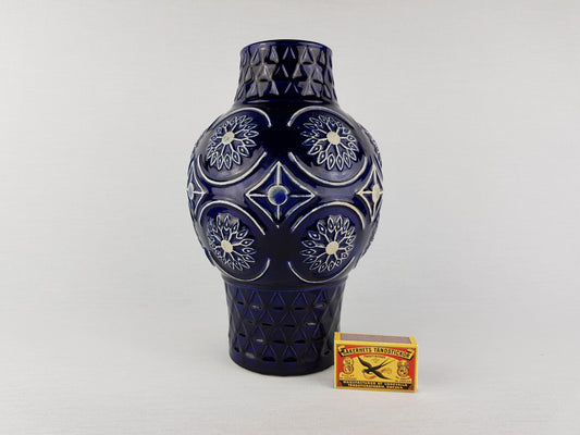 Vintage Ink Blue BAY KERAMIK Vase West German Pottery 62 25 Fat Lava Era 1960-70
