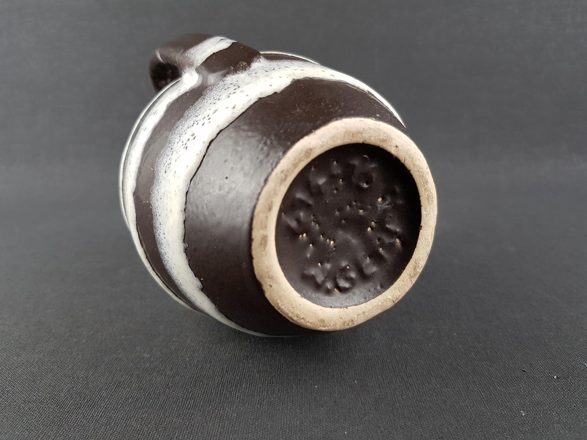 Vintage SCHEURICH KERAMIK Brown and White Fat Lava Vase 414-16 West German Pottery 1960s