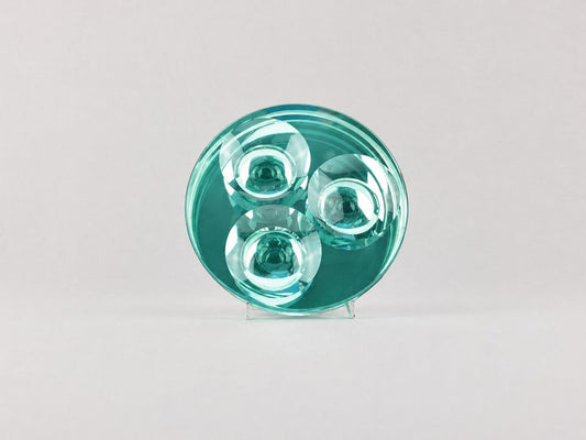 Vintage FONTANA ARTE Turquoise Mirrored Valet Tray by Gallotti and Radice, Italian Design Glass Art ca. 1960