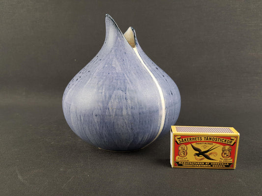 Vintage Kegnæs Keramik Purple Fishmouth Vase Danish Studio Art Denmark 1960-70