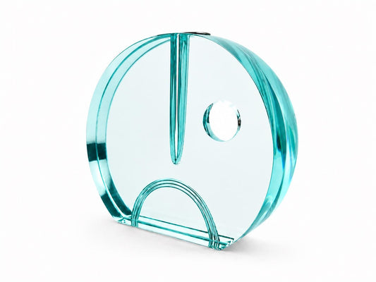Vintage FONTANA ARTE Turquoise Mirrored Solifleur Glass Vase by Gallotti and Radice, Italian Design Glass Art ca. 1960