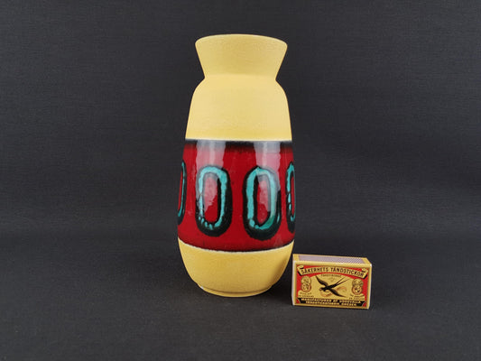 Vintage BAY KERAMIK "Pisa" Decor Yellow Vase 617- 20 West German Pottery 1960s 1970s