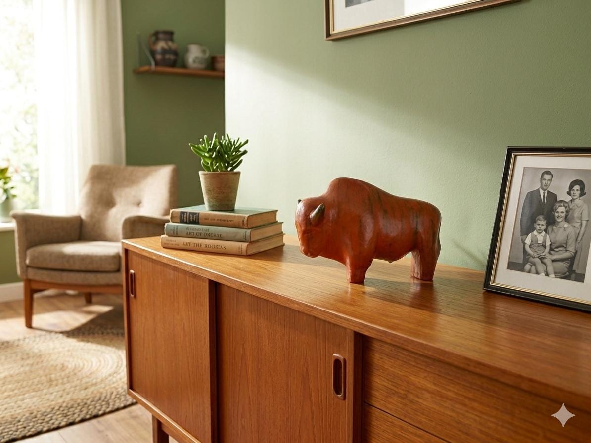 XL Vintage RUSCHA KERAMIK Bull with Vulkano decor West German Pottery 1960s by Kurt Tschörner