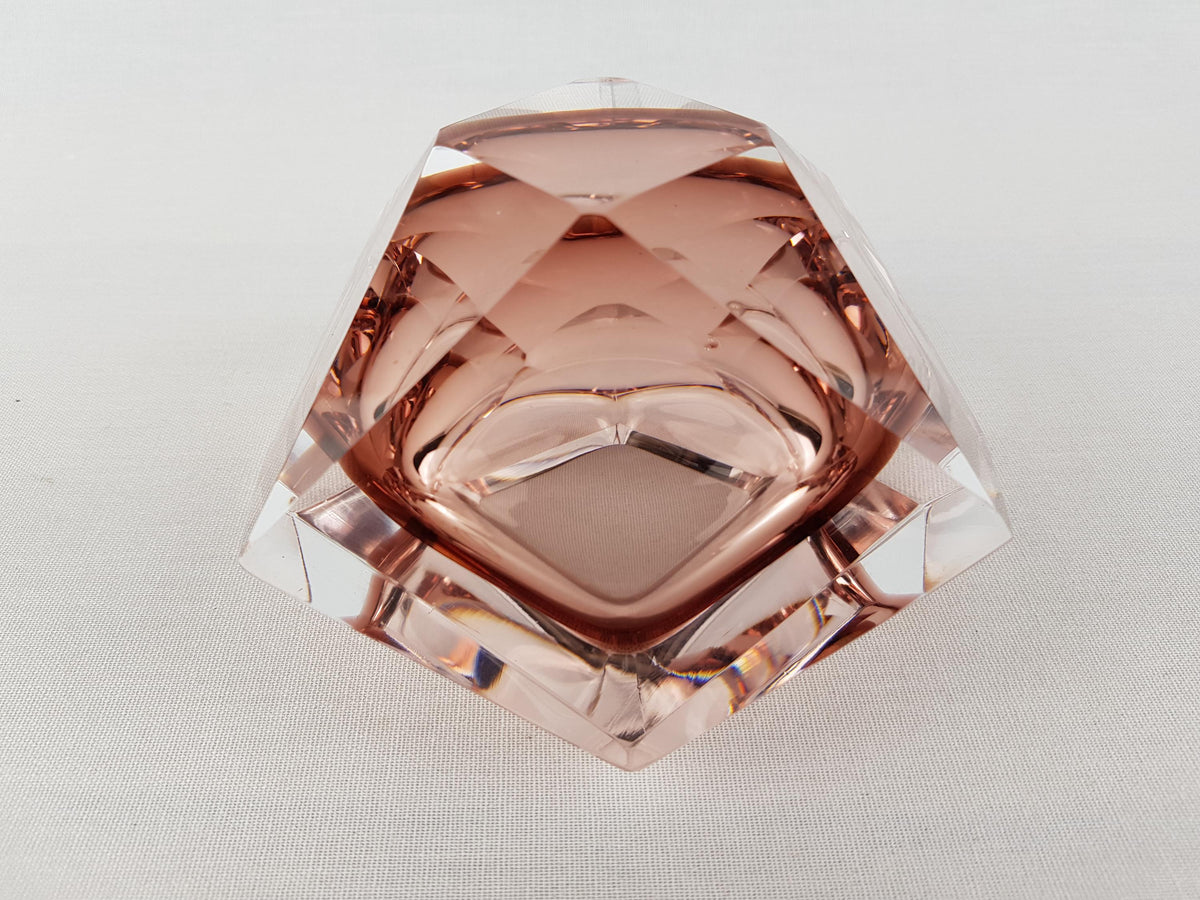 Vintage VINCENZO NASON & CO Pink Mauve Glass Bowl Murano Italian Art Glass 1960-70s