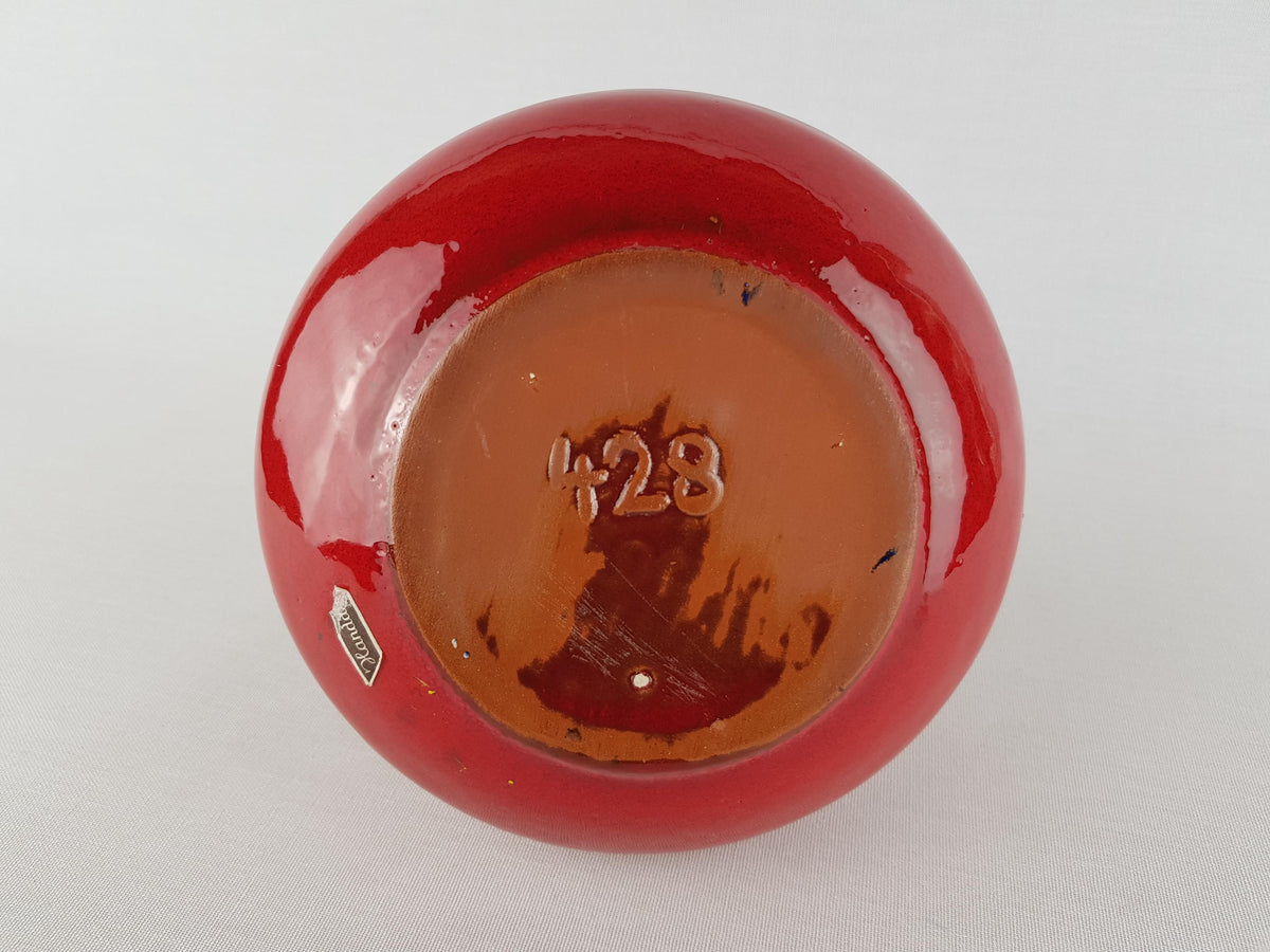 Vintage KREUTZ KERAMIK Red Fat Lava Vase 428 West German Pottery 1970s