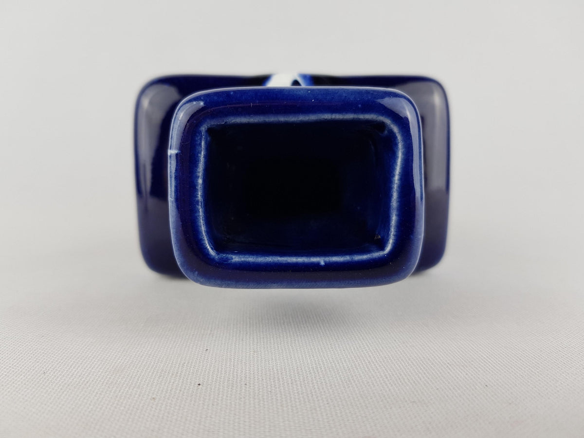 Vintage JOPEKO KERAMIK Ink Blue and White Vase "Blau-weiß" Decor 912-16 West German Pottery 1970s