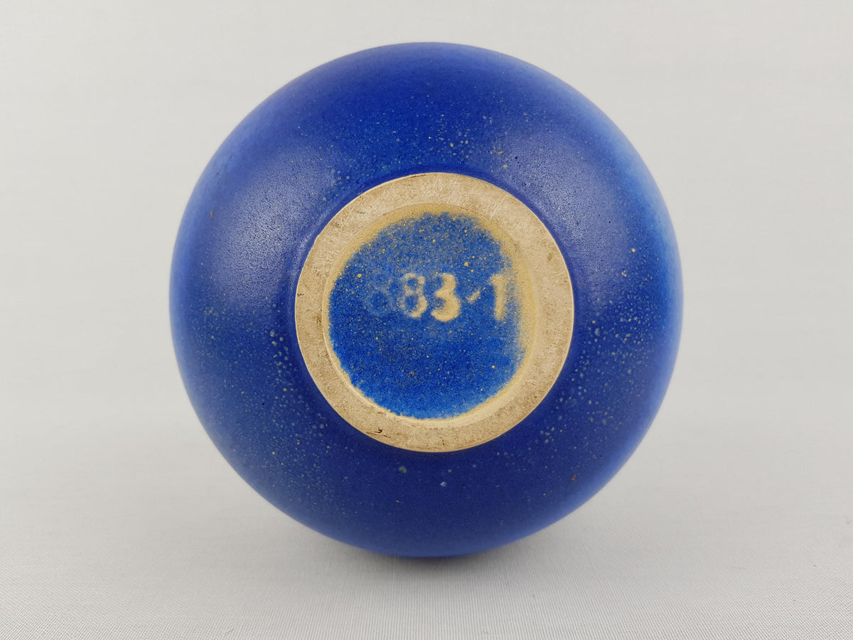 Vintage RUSCHA KERAMIK Matte Blue Ball Vase 883/1 West German Pottery Fat Lava Era 1970s