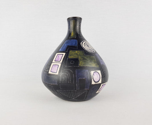 Vintage LU KLOPFER - Johann Lipp Mering Studio Art Pottery Vase Abstract Decor West Germany 1950s
