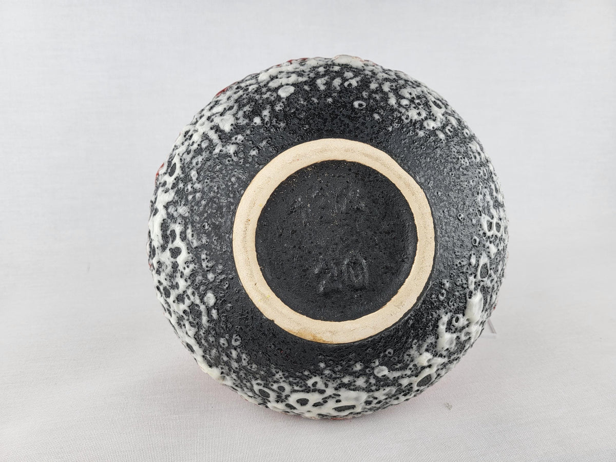 Vintage SCHLOSSBERG KERAMIK UFO Vase 132/20 Red Black White Fat Lava West German Pottery 1970s