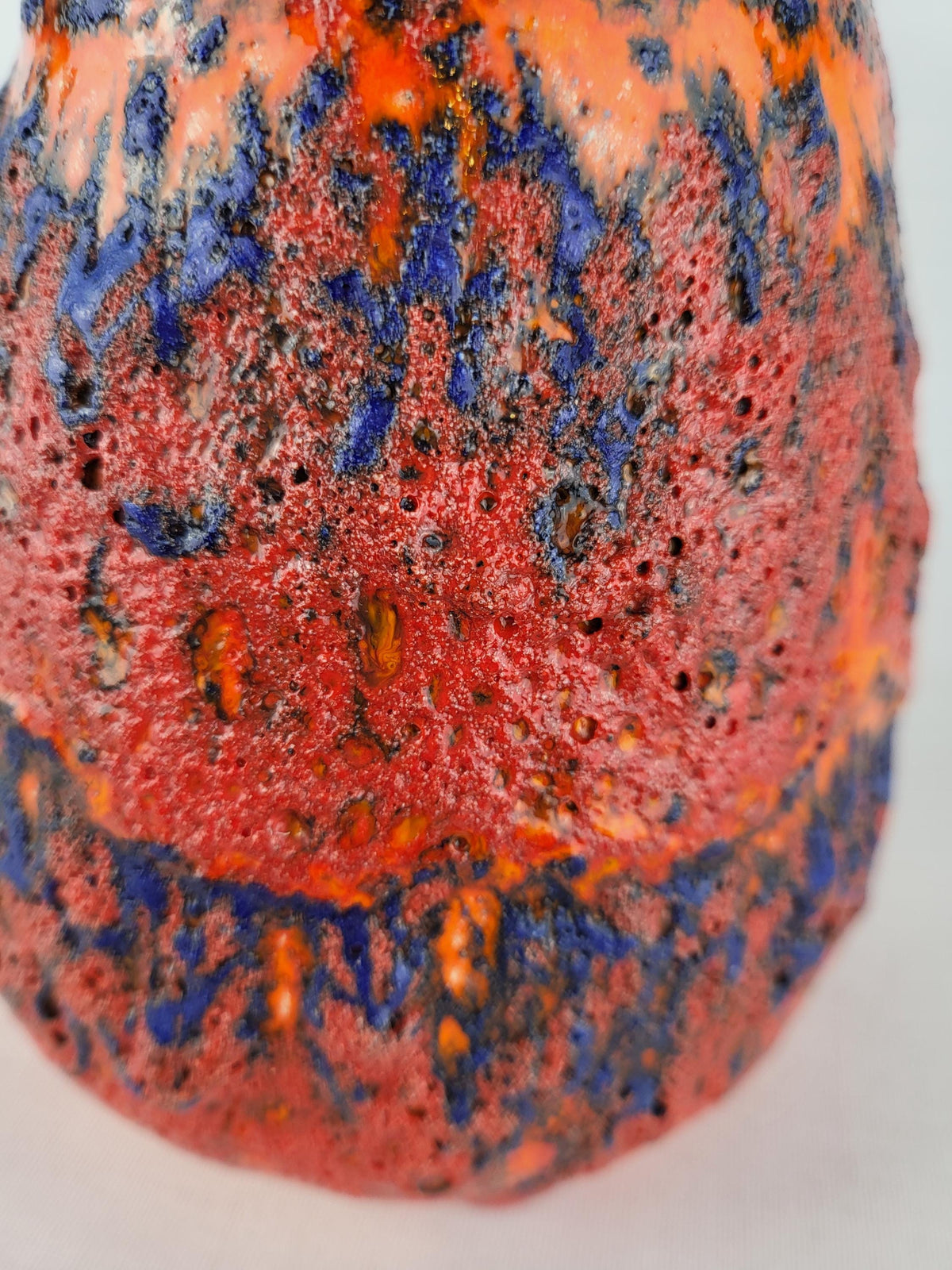 Vintage BAY KERAMIK Orange Blue Fat Lava Decor 66 20 West German Pottery 1972