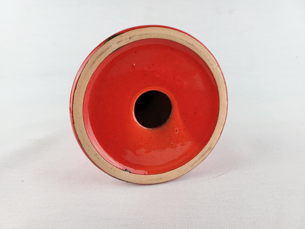 Vintage STEULER KERAMIK Glossy Red Candle Holder 150-25 West German Pottery 1970s