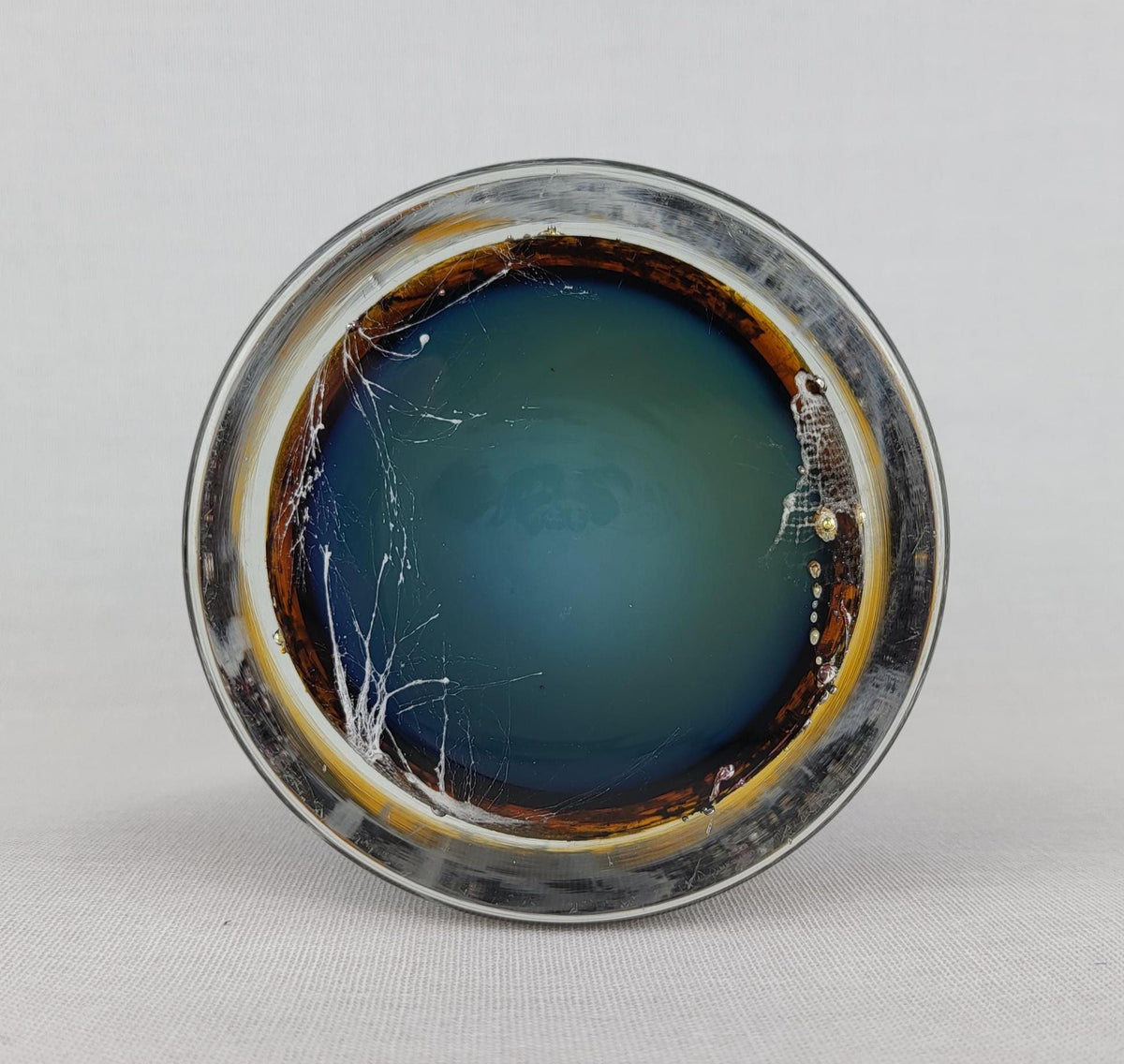 Rare Vintage JAROMÍR ŠPAČEK Sommerso Art Glass Vase with Metal & Fiber Inclusions, Czechoslovakia 1960s