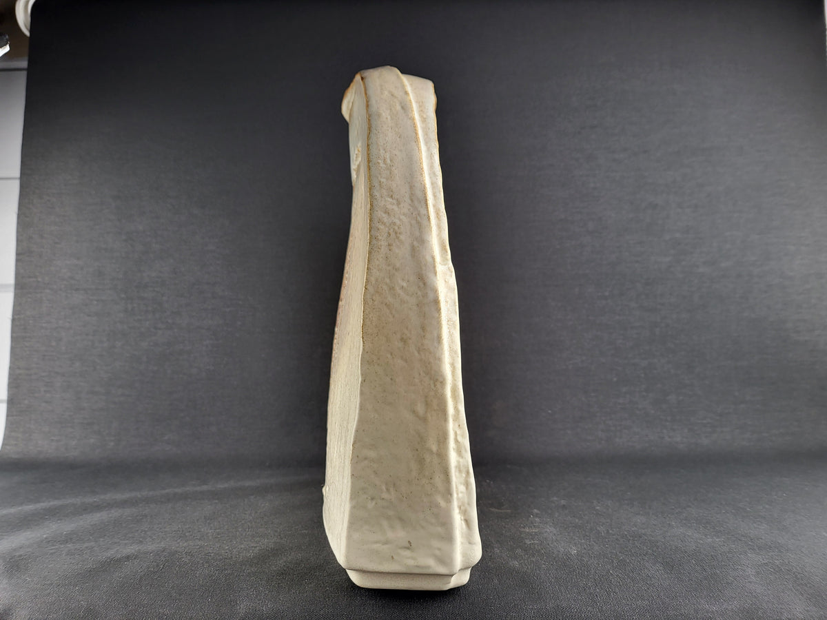 Vintage STEULER KERAMIK Beige Slab Vase Model 911 by Heiner Balzar from the Objekt Series West German Pottery 1980s