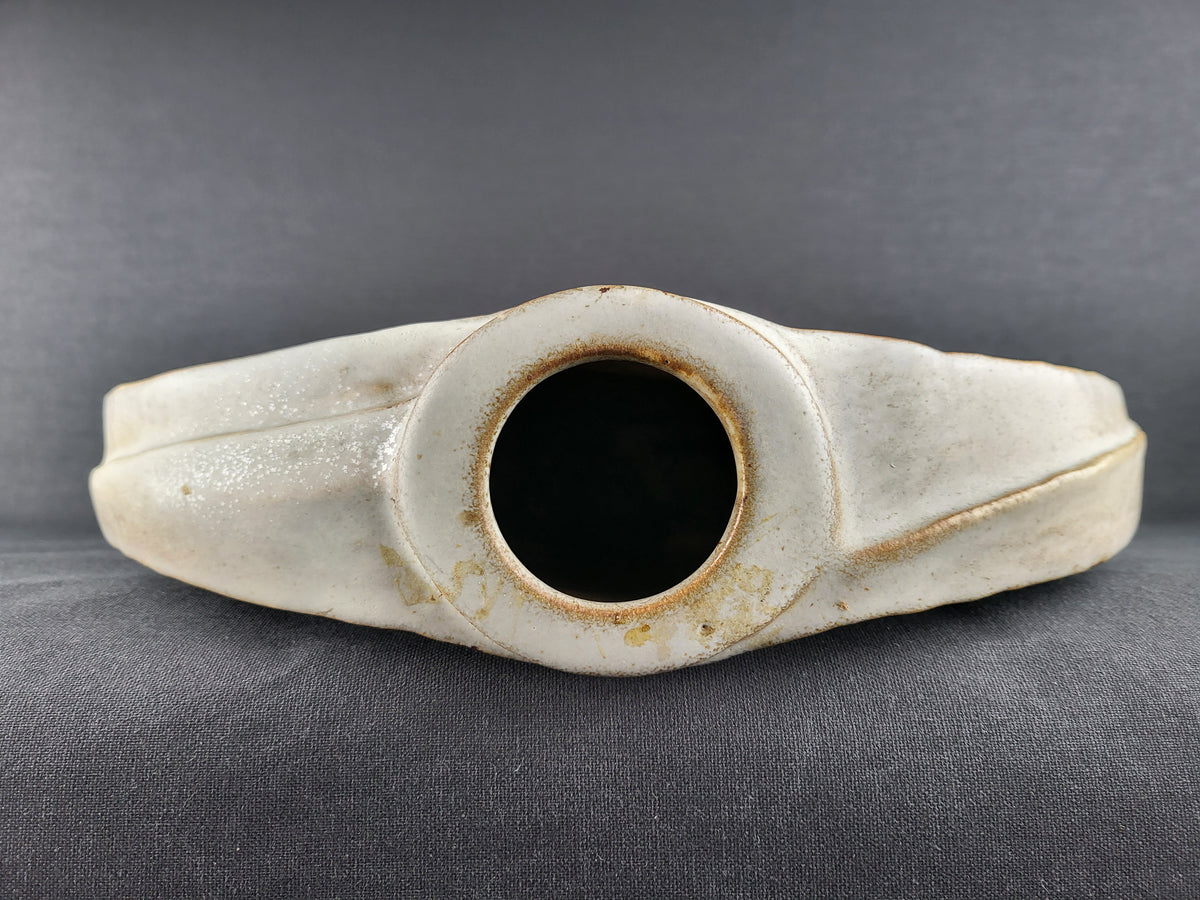 Vintage STEULER KERAMIK Beige Slab Vase Model 911 by Heiner Balzar from the Objekt Series West German Pottery 1980s