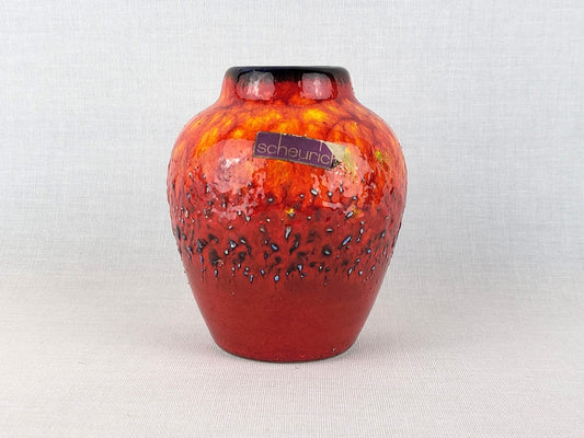 Vintage SCHEURICH KERAMIK Red Orange Fat Lava Vase 550-10 West German Pottery 1970s — photo 1