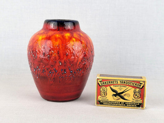 Vintage SCHEURICH KERAMIK Red Orange Fat Lava Vase 550-10 West German Pottery 1970s — photo 2